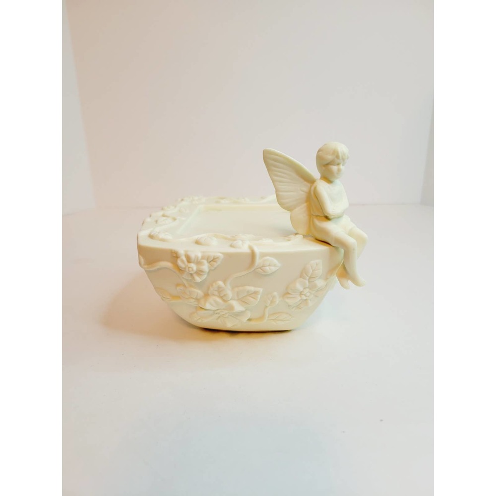 Partylite Bisque Porcelain Floral Enchantment Fairy Pillar Candle Holder RETIRED